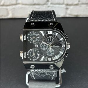 Oulm Black Multi-Dial Watch ( Diesel style)